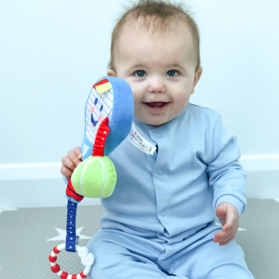 Squash Racket Baby Rattle First Tennis Racket β The Perfect Baby Gift πΎ β LittleSportStar